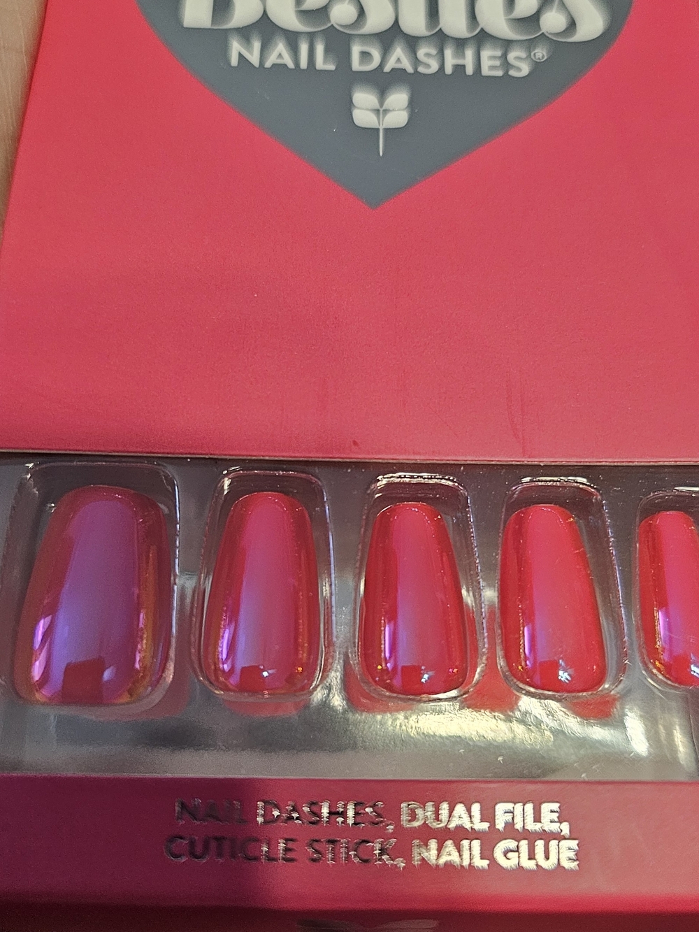 Besties Nail Dashes Press-On Nails in Hot Pink